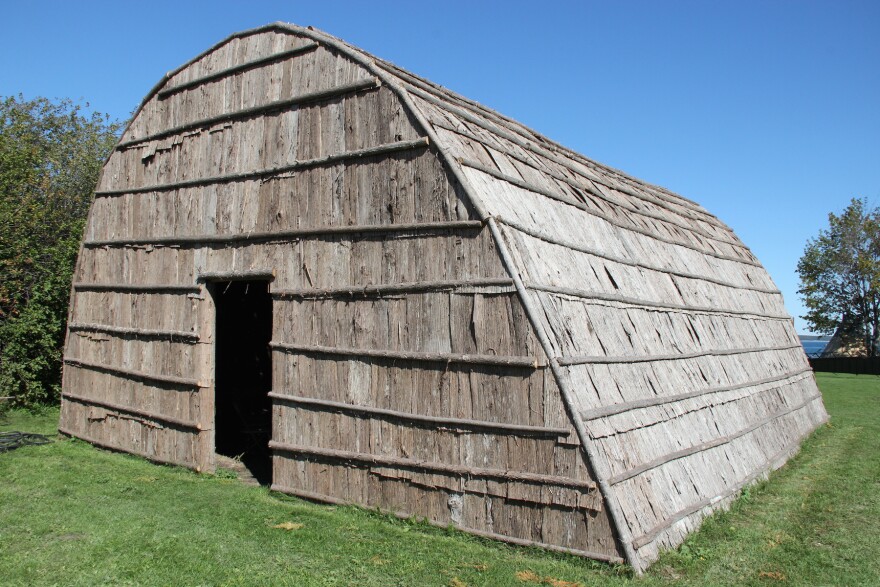 Ojibwe longhouse at Museum of Ojibwe Culture, Saint Ignace, Michigan