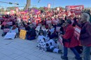 UMC Nurses gather outside the hospital on Tuesday, November 11, 2025, in New Orleans. The nurses are striking for three days, asking hospital administrators to negotiate new staff contracts that prioritize staff retention, which they say can improve patient care and safety.