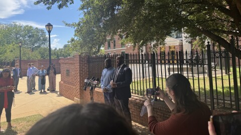 Jarvis McKenzie and his lawyer, Tyler D. Bailey outside of the Matthew J. Perry Federal Courthouse in Columbia, South Carolina