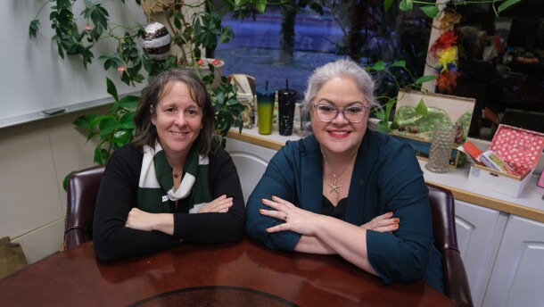 Cheryl Siemers (left) and Jacelyn Keys (right) in Keys' office, Nov. 18, 2025.