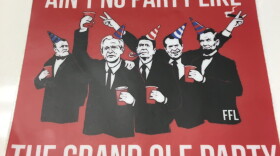One of the stickers for sale at the Republican National Convention in Cleveland.