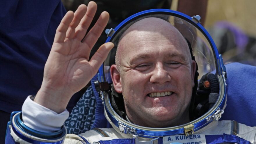 Astronaut André Kuipers, pictured here after a landing in 2012, accidentally dialed 911 from the International Space Station