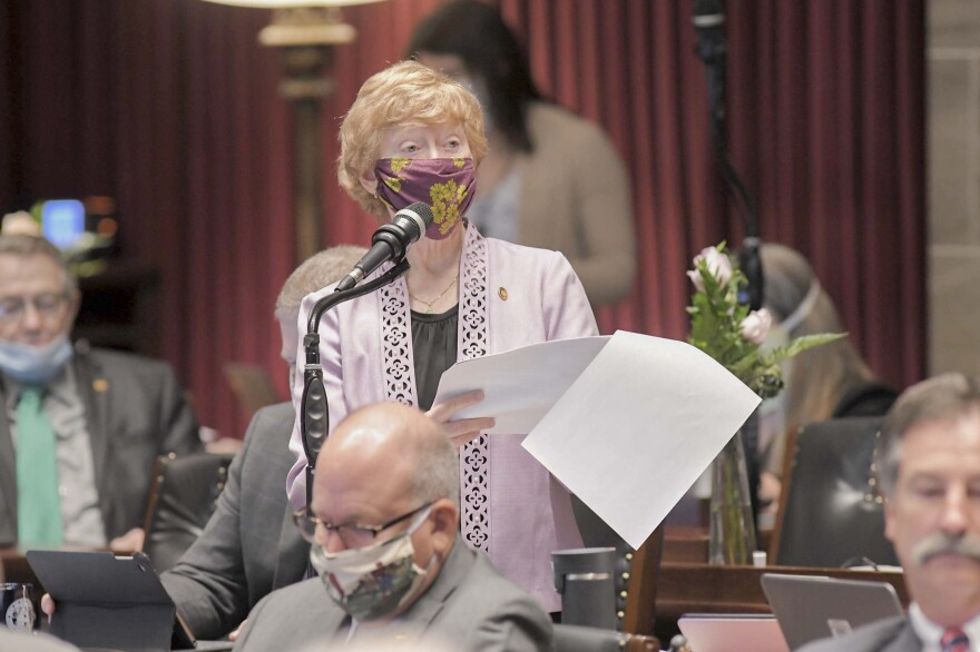 State Rep. Deb Lavender, D-Kirkwood, speaks on the House floor on May 15, 2020, the final day of 2020 session of the Missouri General Assembly.