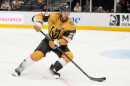 Vegas Golden Knights defenseman Parker Wotherspoon (29) plays against the Anaheim Ducks during an NHL hockey game Friday, Oct. 2, 2026, in Las Vegas. (AP Photo/John Locher)
