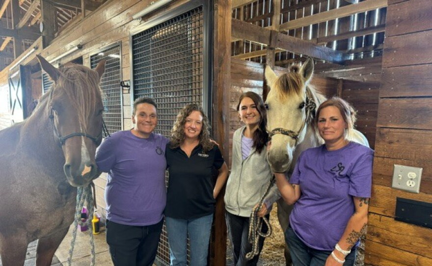 (Left to Right) Abbie Kent, Kelly Payton, Lyndis Olson, and Anne Goerne at Spy Coast Farm.
