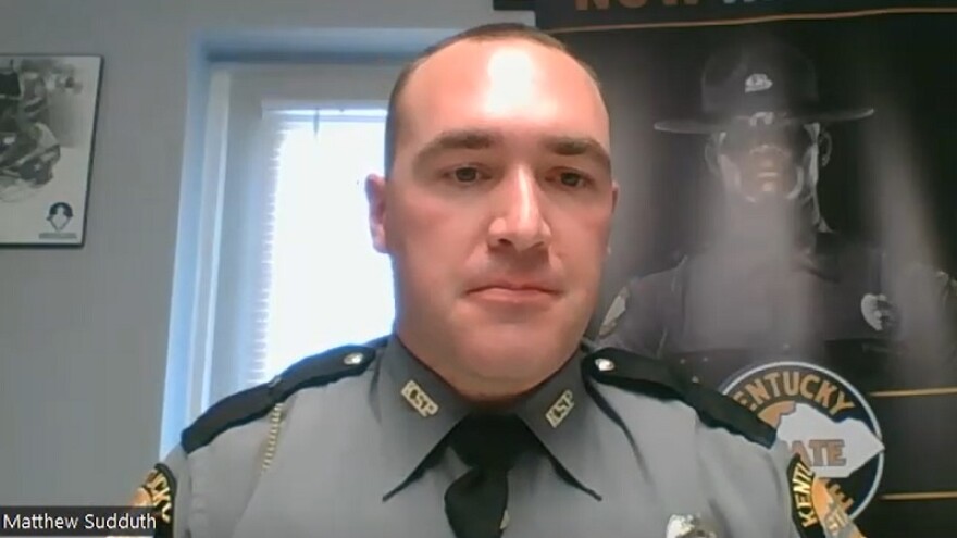 Kentucky State Police Sergeant Matthew Sudduth discussing KSP Cadet Class 103