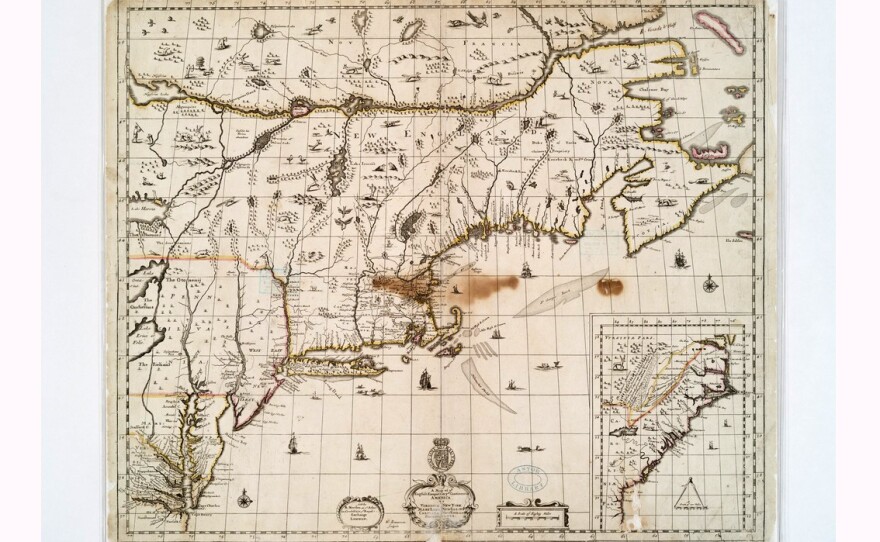 A map of ye English Empire in ye continent of America : viz Virginia, Maryland, Carolina, New York, New Iarsey, New England, Pennsilvania