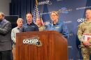 Gov. Jeff Landry appears at a press conference with emergency officials after Hurricane Francine on Sept. 12, 2024.