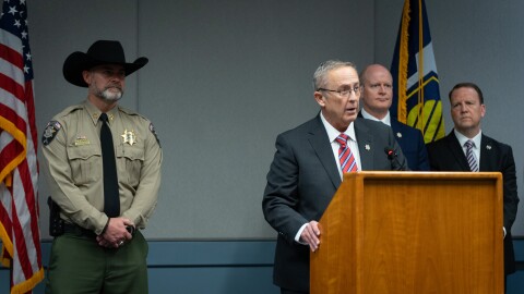 Utah County Attorney Jeff Gray speaks during a news conference announcing charges filed against Tyler Robinson, the man accused of fatally shooting conservative activist Charlie Kirk, Sept. 16, 2025, in Provo, Utah.