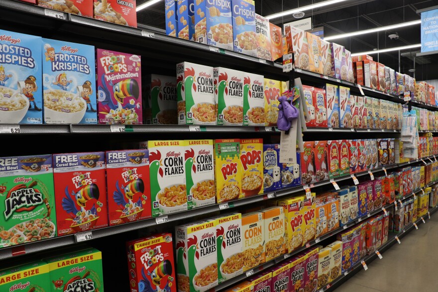 In the cereal aisle, the shelves are nearly completely full at this Homeland location in Oklahoma City.
