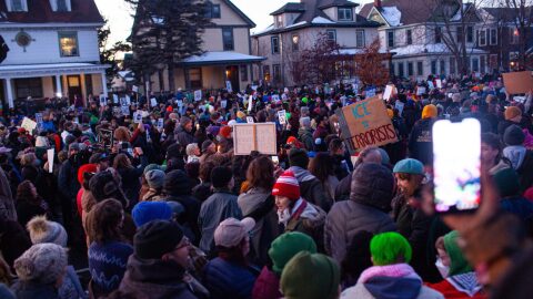 Thousands gathered at Portland Avenue near 34th Street in south Minneapolis to honor the life of Renee Good, who was killed by an ICE officer Wednesday, Jan. 7, 2026.