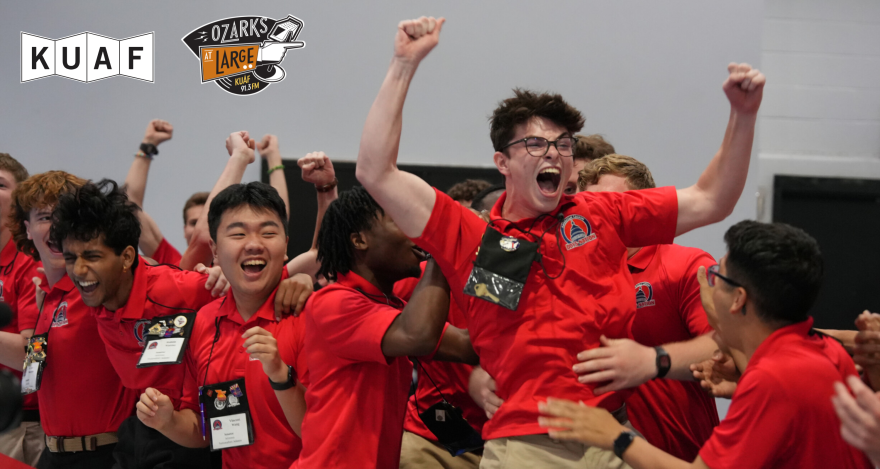 Senator Sawyer Ray of Arkansas celebrates being elected the 80th President of Boys Nation.