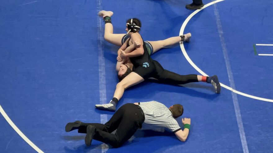 Kiley Clouse wrestles at the ASAA State Wrestling Tournament in Anchorage on Dec. 16 - 17, 2022.