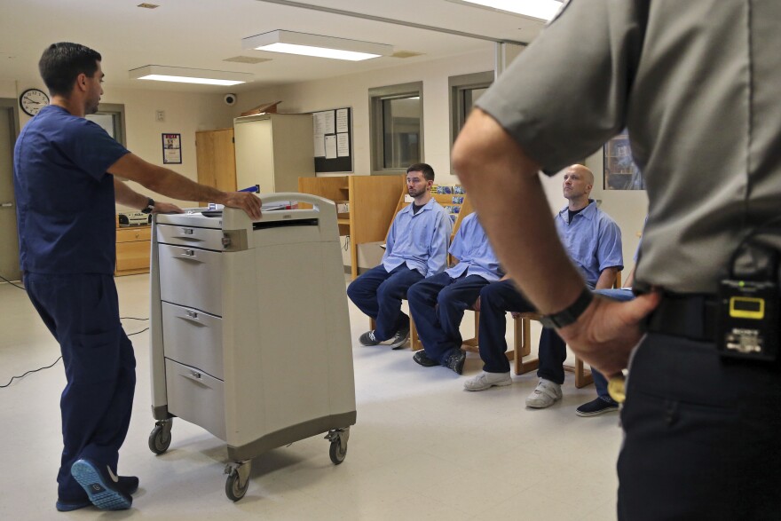 In Massachusetts last July, several Franklin County Jail inmates were watched by a nurse and a corrections officer after receiving their daily doses of buprenorphine, a drug that helps control opioid cravings. By some estimates, at least half to two-thirds of today's U.S. jail population has a substance use or dependence problem.