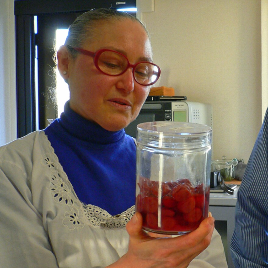 Elizabeth Ardoh, wearing a traditional white Japanese apron, at one of her recent workshops in Japan.