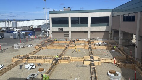 Construction on the expansion of concourse A at the Eugene Airport. July 7, 2026