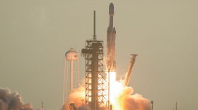 A SpaceX Falcon Heavy rocket with the space observatory Roman Telescope lifts off from launch complex 39A at the Kennedy Space Center in Cape Canaveral, Fla., Sunday, Aug. 30, 2026.