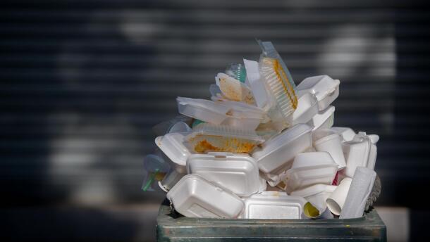 Polystyrene containers easily break apart and last in the environment for hundreds of years.