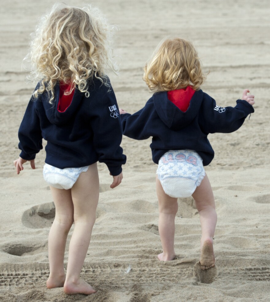 Kerri Walsh, who is sponsored by Pampers, says her sons, pictured here, will wear the company's special "Team USA" diapers during the 2012 London Games.