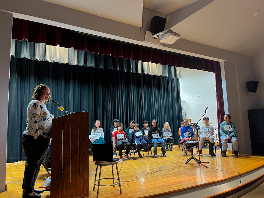 A dozen students from third to eighth grade participated in Unalaska's Spelling Bee. Laura Jarvis, a math teacher at UCSD, led the competition.