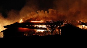Shuri Castle, listed as a World Heritage site, goes up in flames Thursday in Naha, on the southern island of Okinawa, Japan.