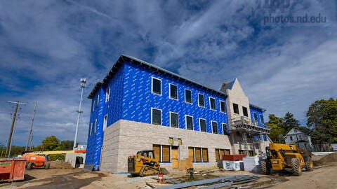 Crews in October build the Veldman Clinic on Hill Street in South Bend's East Bank Neighborhood.