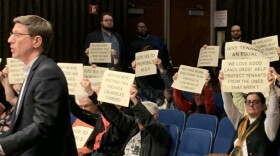 The public came out in support of renters' rights at the council meeting.