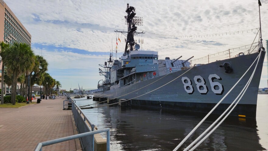 TheU.S.S. Orleck at its current mooring at 203 E. Coastline Drive.