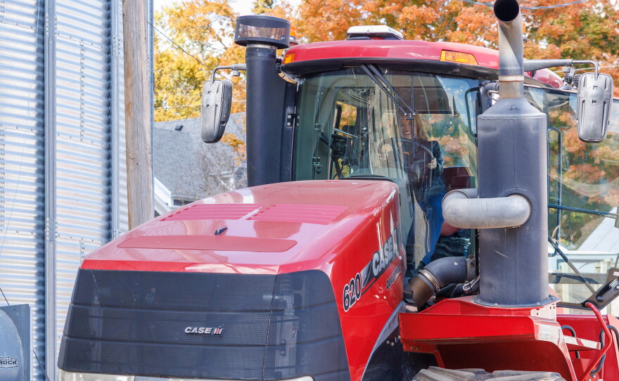 Secretary of State Jocelyn Benson, the Democratic nominee for governor, honks the horn of a tractor after a news conference at Shady Lodge Farm in Lansing, Mich., on Oct. 8, 2026.