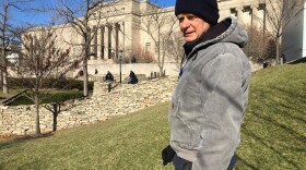 Artist Andy Goldsworthy oversees the final and permanent stage of his 'Walking Wall' at the Nelson-Atkins Museum of Art.