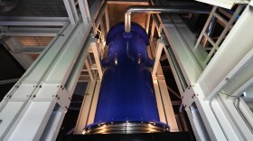 A cross-section of a prototype reactor is shown inside Last Energy's microreactor demonstration unit Tuesday, Jan. 17, 2023, in Brookshire, Texas.