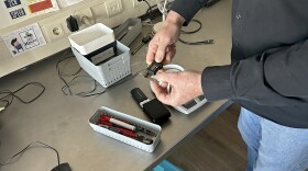 Daan van der Gouwe presents equipment at the Trimbos Institute drug testing lab in Utrecht, Netherlands, on Thursday, March 6, 2025. Trimbos Institute is part of the country’s national drug checking system, which the Dutch government funds. The system is designed to reduce the harm of using drugs.