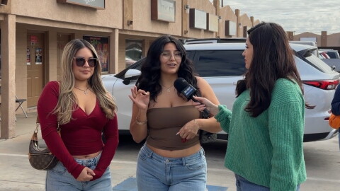 Elia Garcia on the left, and Aileen Torres to the right next to KAWC reporter.