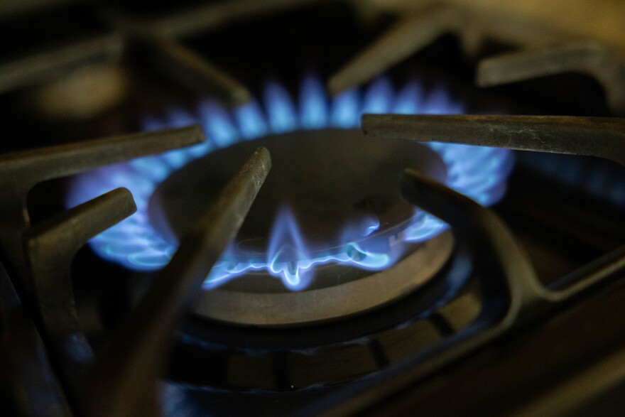 The burner of a gas stove is shown on Friday, July 18, 2025.