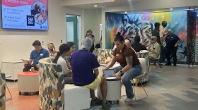 Adoption taking place in the NHS lobby.