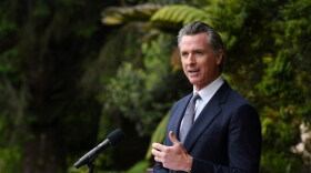 California Governor Gavin Newsom speaking at a meeting with the Prime Minister of New Zealand in San Francisco on May 27, 2022.