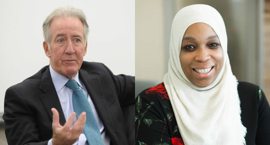 Congressman Richard Neal, at left, and attorney Tahirah Amatul-Wadud. 