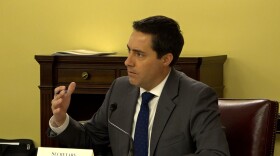  Secretary of State Frank LaRose speaks at an Ohio Redistricting Commission meeting in February 2022.