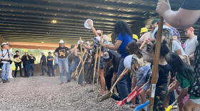 Community members dig