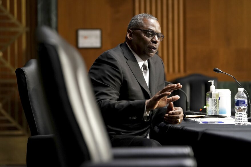 Secretary of Defense nominee Lloyd Austin, a recently retired Army general, speaks during his conformation hearing before the Senate Armed Services Committee on Capitol Hill, Tuesday, Jan. 19, 2021, in Washington.