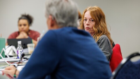 East Lansing Interim Police Chief Jen Brown attends a meeting of the East Lansing Independent Police Oversight Commission on April 2, 2025.
