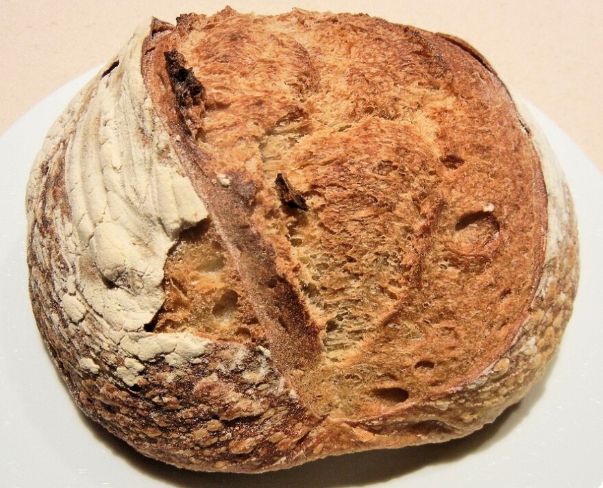 A crusty loaf of sourdough.