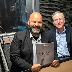 Mario Lopez (left), Dr. Robert Merchant at the YPR studios
