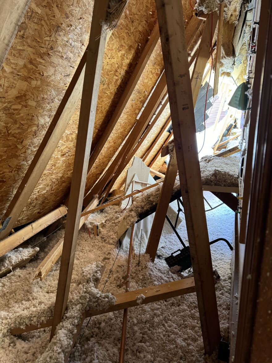 Debris from the Atlanta Senior Center roof collapse on March 18, 2026.