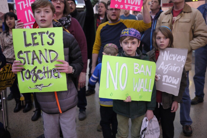 Jewish children protest the so-called Muslim travel ban at Sea-Tac International Airport.