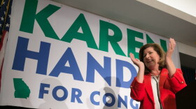 Republican candidate Karen Handel gives a victory speech to supporters on June 20, 2017 in Atlanta. Handel defeated Democrat Jon Ossoff in the special election in Georgia 6th Congressional District. (Jessica McGowan/Getty Images)