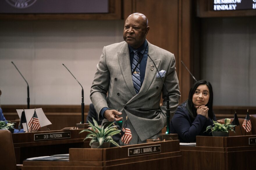 Sen. James Manning Jr., X-X, at the Oregon Legislature on Feb. 12, 2024.