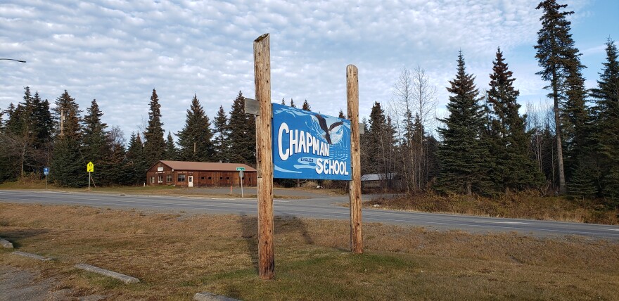 A sign of Chapman School in Anchor Point on Oct. 24. Eighth graders there are raising money to go on an educational trip to Yellowstone National Park