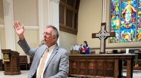 Pastor David Shirey preaching at Central Christian Church, Disciples of Christ in Lexington