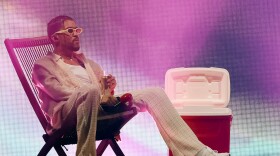 Bad Bunny, performing in Miami  on Aug. 12, 2022. The Puerto Rican superstar's wordplay was front-of-mind for <em>Alt.Latino</em> co-host Anamaria Sayre this year.